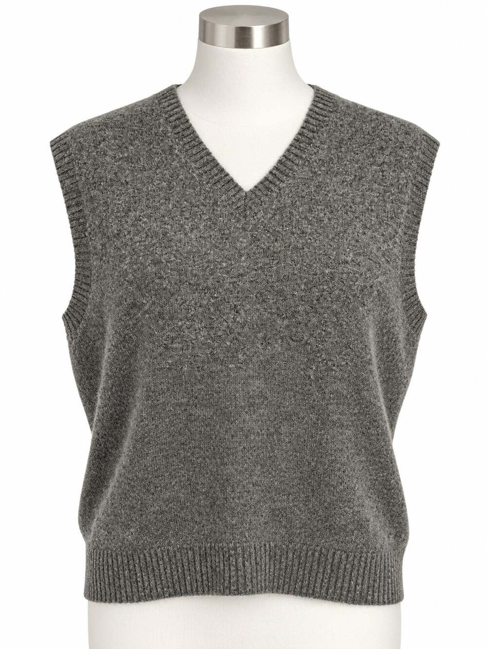 Brooks Brothers Lambswool Sweater Vest Vintage Gray V Neck Unisex Medium Flaw